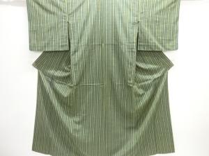 縞織り出し手織り紬単衣着物